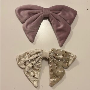 Velvet and Pearl Bow Hair Clips
